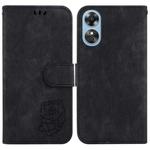 For OPPO A17 / A17K Little Tiger Embossed Leather Phone Case(Black)