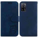 For OPPO A55 5G / A53S 5G / A54 4G Little Tiger Embossed Leather Phone Case(Dark Blue)