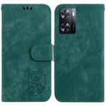 For OPPO A57 4G / 5G / A57S 4G Global Little Tiger Embossed Leather Phone Case(Green)