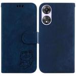 For OPPO A58 5G / A78 5G Little Tiger Embossed Leather Phone Case(Dark Blue)
