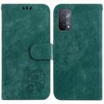 For OPPO A74 5G / A93 5G / A54 5G Little Tiger Embossed Leather Phone Case(Green)