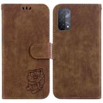 For OPPO A74 5G / A93 5G / A54 5G Little Tiger Embossed Leather Phone Case(Brown)