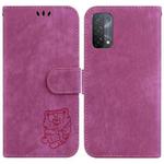For OPPO A74 5G / A93 5G / A54 5G Little Tiger Embossed Leather Phone Case(Rose Red)