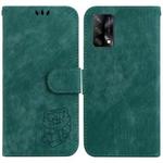 For OPPO A74 4G / F19 4G Little Tiger Embossed Leather Phone Case(Green)