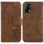 For OPPO A74 4G / F19 4G Little Tiger Embossed Leather Phone Case(Brown)