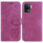 For OPPO A94 4G / F19 Pro / Reno5 F Little Tiger Embossed Leather Phone Case(Rose Red)