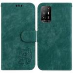 For OPPO A94 5G / F19 Pro+ 5G /Reno5 Z Little Tiger Embossed Leather Phone Case(Green)