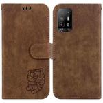 For OPPO A94 5G / F19 Pro+ 5G /Reno5 Z Little Tiger Embossed Leather Phone Case(Brown)