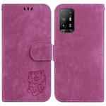 For OPPO A94 5G / F19 Pro+ 5G /Reno5 Z Little Tiger Embossed Leather Phone Case(Rose Red)