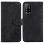 For OPPO A94 5G / F19 Pro+ 5G /Reno5 Z Little Tiger Embossed Leather Phone Case(Black)