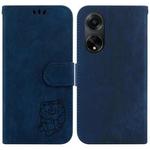 For OPPO A98 5G / F23 5G India Little Tiger Embossed Leather Phone Case(Dark Blue)