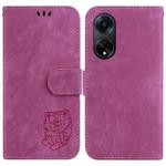 For OPPO A98 5G / F23 5G India Little Tiger Embossed Leather Phone Case(Rose Red)