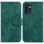 For OPPO Reno7 5G Global /Find X5 Lite Little Tiger Embossed Leather Phone Case(Green)