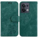 For OPPO Reno8 5G Little Tiger Embossed Leather Phone Case(Green)