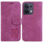 For OPPO Reno8 5G Little Tiger Embossed Leather Phone Case(Rose Red)