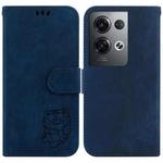 For OPPO Reno8 Pro 5G Global Little Tiger Embossed Leather Phone Case(Dark Blue)