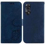 For OPPO Reno8 T 4G Little Tiger Embossed Leather Phone Case(Dark Blue)