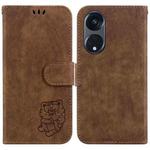 For OPPO Reno8 T 5G / A1 Pro 5G Little Tiger Embossed Leather Phone Case(Brown)