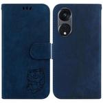 For OPPO Reno8 T 5G / A1 Pro 5G Little Tiger Embossed Leather Phone Case(Dark Blue)