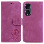 For OPPO Reno8 T 5G / A1 Pro 5G Little Tiger Embossed Leather Phone Case(Rose Red)