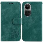 For OPPO Reno10 /10 Pro 5G Global Little Tiger Embossed Leather Phone Case(Green)