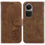 For OPPO Reno10 /10 Pro 5G Global Little Tiger Embossed Leather Phone Case(Brown)