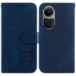 For OPPO Reno10 /10 Pro 5G Global Little Tiger Embossed Leather Phone Case(Dark Blue)