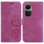 For OPPO Reno10 /10 Pro 5G Global Little Tiger Embossed Leather Phone Case(Rose Red)