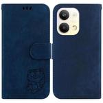 For OPPO Reno9 Pro Little Tiger Embossed Leather Phone Case(Dark Blue)