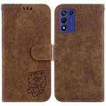 For OPPO K9S 5G / Realme Q3S Little Tiger Embossed Leather Phone Case(Brown)