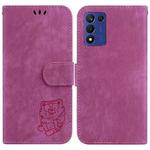 For OPPO K9S 5G / Realme Q3S Little Tiger Embossed Leather Phone Case(Rose Red)