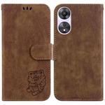 For OPPO A58 4G Little Tiger Embossed Leather Phone Case(Brown)