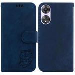 For OPPO A58 4G Little Tiger Embossed Leather Phone Case(Dark Blue)