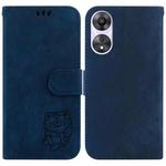 For OPPO A78 4G Little Tiger Embossed Leather Phone Case(Dark Blue)