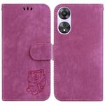 For OPPO A78 4G Little Tiger Embossed Leather Phone Case(Rose Red)