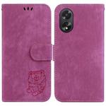 For OPPO A38 4G / A18 Little Tiger Embossed Leather Phone Case(Rose Red)