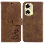 For OPPO A59 5G / A2M Little Tiger Embossed Leather Phone Case(Brown)