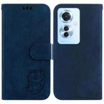 For OPPO Reno11 F Global Little Tiger Embossed Leather Phone Case(Dark Blue)