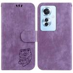 For  OPPO F25 Pro 5G Global Little Tiger Embossed Leather Phone Case(Purple)