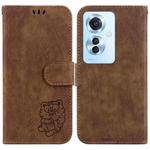 For  OPPO F25 Pro 5G Global Little Tiger Embossed Leather Phone Case(Brown)