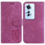 For  OPPO F25 Pro 5G Global Little Tiger Embossed Leather Phone Case(Rose Red)