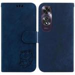 For OPPO A60 4G Little Tiger Embossed Leather Phone Case(Dark Blue)