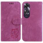 For OPPO A60 4G Little Tiger Embossed Leather Phone Case(Rose Red)