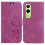 For OPPO K12x Little Tiger Embossed Leather Phone Case(Rose Red)