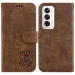 For OPPO Reno12 5G Global Little Tiger Embossed Leather Phone Case(Brown)