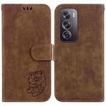 For OPPO Reno12 Pro 5G Global Little Tiger Embossed Leather Phone Case(Brown)