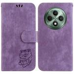 For OPPO Reno12 F 5G Little Tiger Embossed Leather Phone Case(Purple)