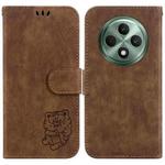 For OPPO Reno12 F 5G Little Tiger Embossed Leather Phone Case(Brown)