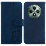 For OPPO Reno12 F 5G Little Tiger Embossed Leather Phone Case(Dark Blue)