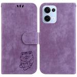 For OPPO Reno13 Global Little Tiger Embossed Leather Phone Case(Purple)